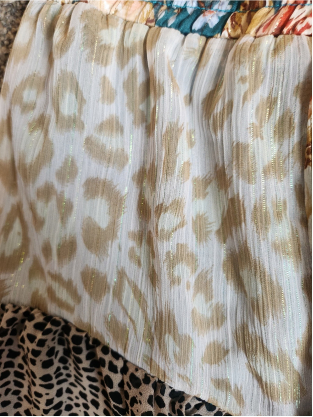 Umgee Floral Animal Print Tiered Skirt Size S - Picture 5 of 6